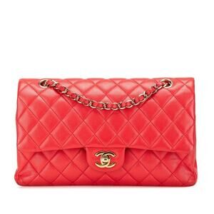 Chanel Matelasse 25 Double Flap Caviar Skin Shoulder Bag Red